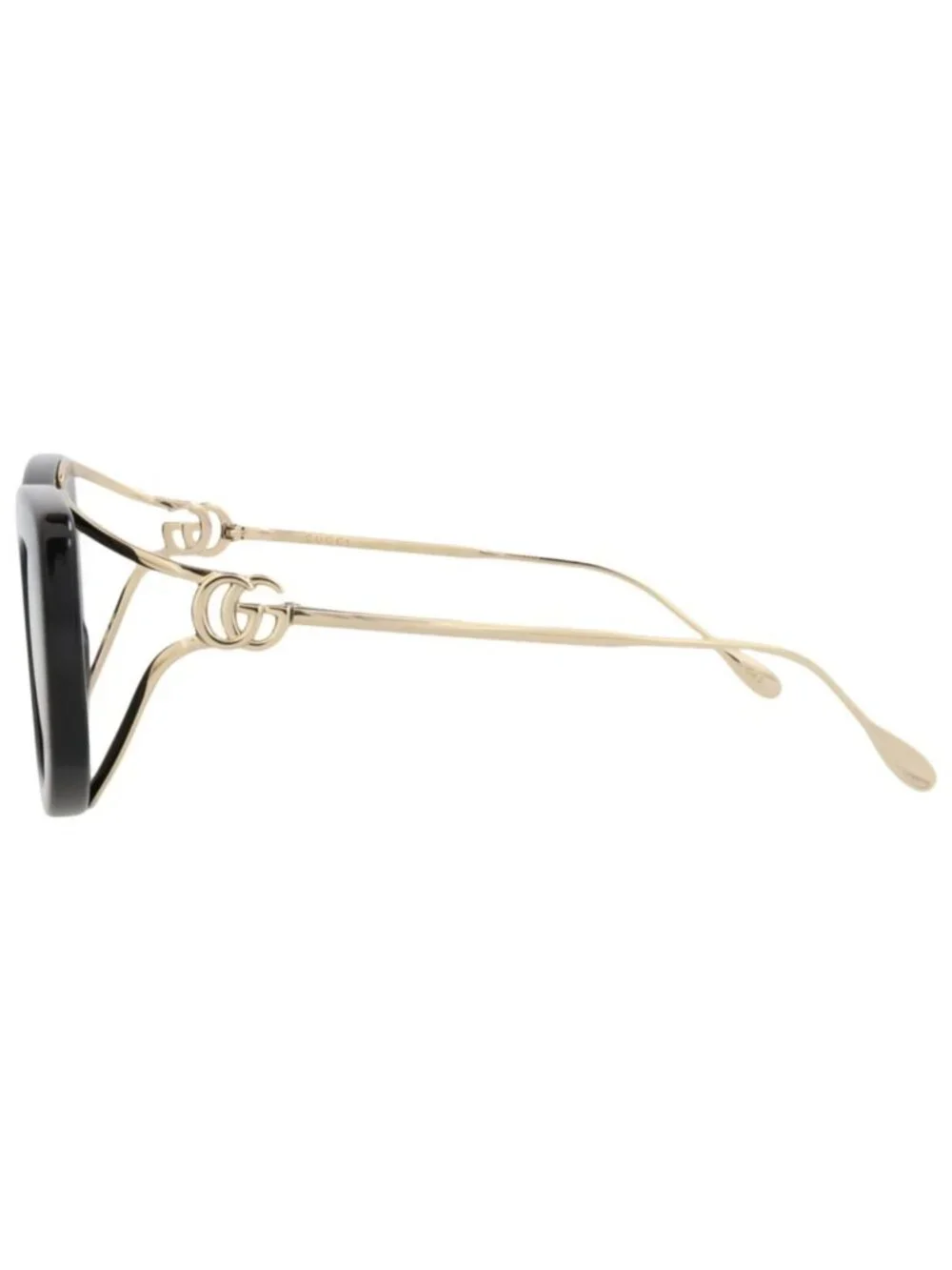 New Gucci Women's Sunglasses Square Rectangle Injection Frame Black Gold Grey